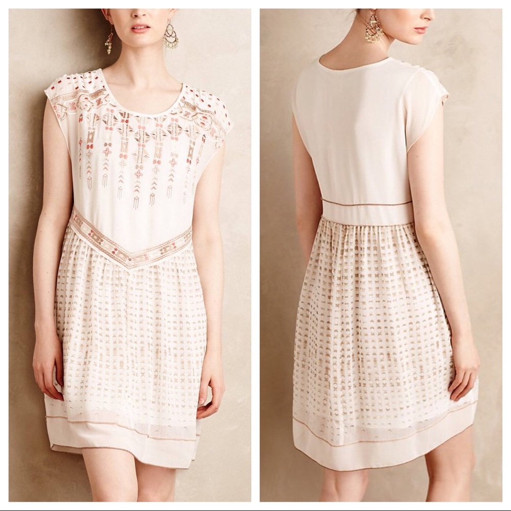 ANTHRO Calliope Embroidered Swing Dress